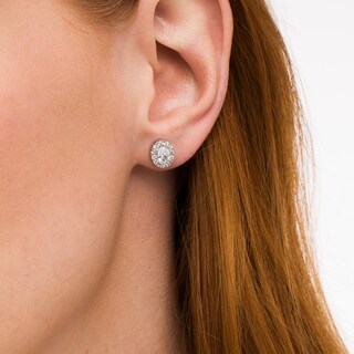 1.00 CT. T.W. Certified Oval Lab-Created Diamond Stud Earrings in 14K White Gold (F/SI2)