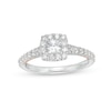 Thumbnail Image 0 of 0.95 CT. T.W. GIA-Graded Princess-Cut Diamond Cushion Frame Engagement Ring in 14K White Gold