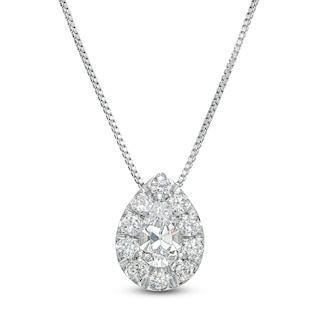 1.00 CT. T.W. Certified Pear-Shaped Lab-Created Diamond Pendant in 14K White Gold (F/SI2)