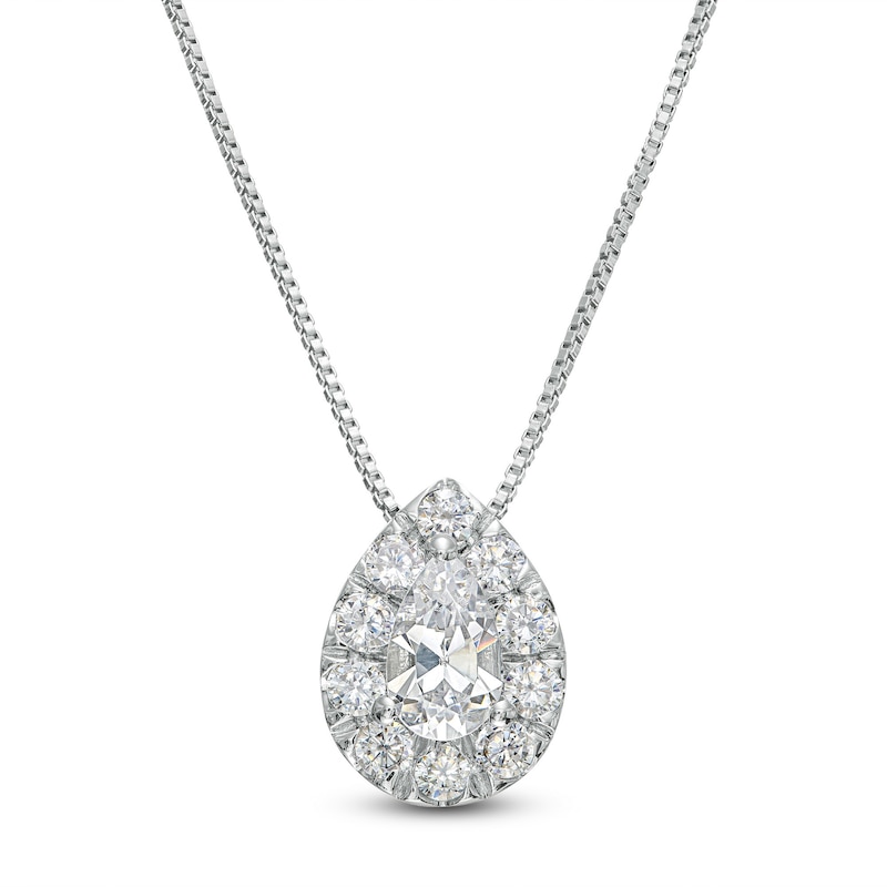 1.00 CT. T.W. Certified Pear-Shaped Lab-Created Diamond Pendant in 14K White Gold (F/SI2)|Peoples Jewellers