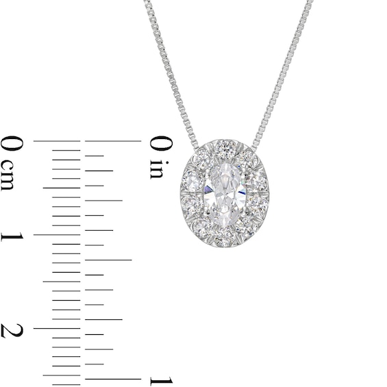 1.00 CT. T.W. Certified Oval Lab-Created Diamond Frame Pendant in 14K White Gold (F/SI2)