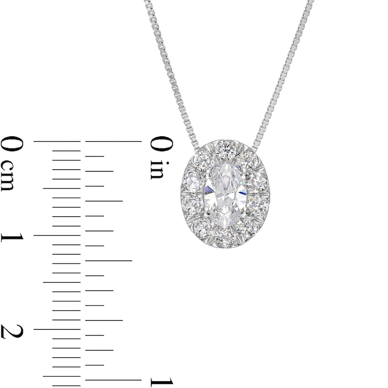 1.00 CT. T.W. Certified Oval Lab-Created Diamond Frame Pendant in 14K White Gold (F/SI2)|Peoples Jewellers