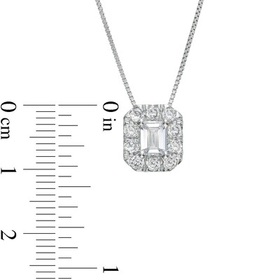 1.00 CT. T.W. Certified Emerald-Cut Lab-Created Diamond Frame Pendant in 14K White Gold (F/SI2)