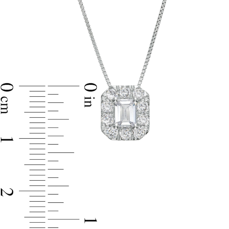 1.00 CT. T.W. Certified Emerald-Cut Lab-Created Diamond Frame Pendant in 14K White Gold (F/SI2)|Peoples Jewellers
