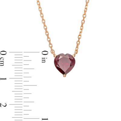 8.0mm Heart-Shaped Rhodolite Garnet Solitaire Necklace in 10K Rose Gold – 19"