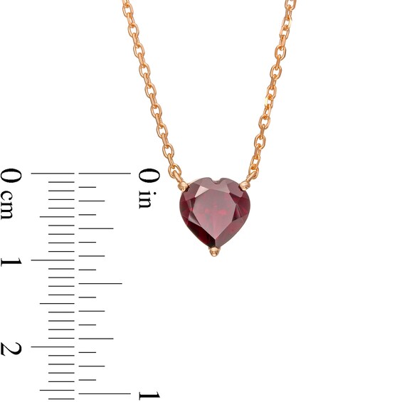 8.0mm Heart-Shaped Rhodolite Garnet Solitaire Necklace in 10K Rose Gold – 19"