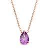 Thumbnail Image 0 of Pear-Shaped Amethyst Solitaire Necklace in 10K Rose Gold – 19"