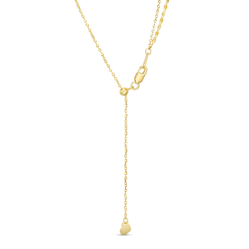 Italian Gold Double Strand Bead and Mirror Chain Necklace in 14K Gold – 17"|Peoples Jewellers