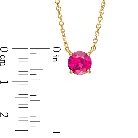 7.0mm Lab-Created Ruby Solitaire Necklace in 10K Gold – 19"