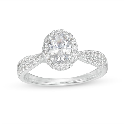 0.95 CT. T.W. GIA-Graded Oval Diamond Frame Engagement Ring in 14K White Gold