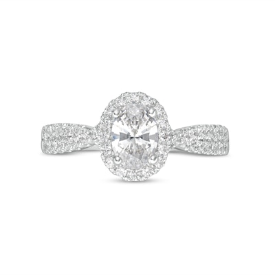 0.95 CT. T.W. GIA-Graded Oval Diamond Frame Engagement Ring in 14K White Gold