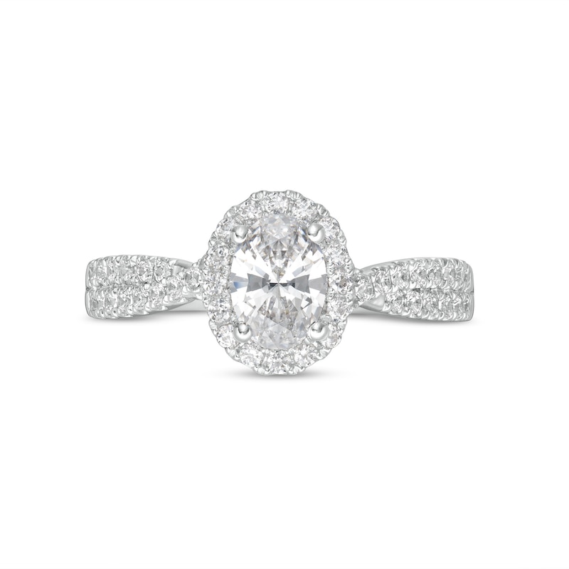 0.95 CT. T.W. GIA-Graded Oval Diamond Frame Engagement Ring in 14K White Gold|Peoples Jewellers