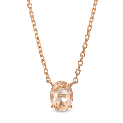 Oval Morganite Solitaire Necklace in 10K Rose Gold – 19"