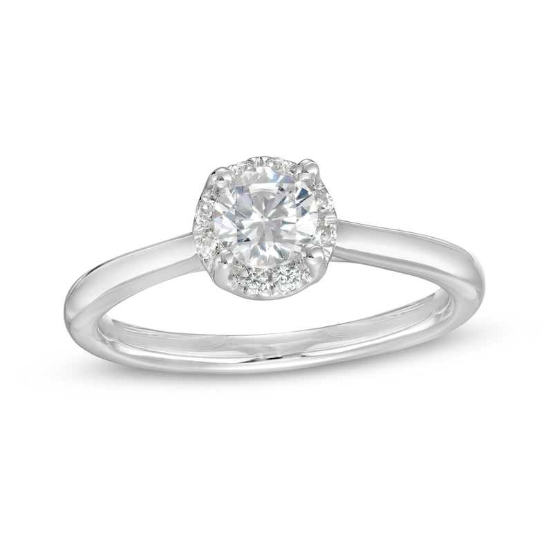 0.62 CT. T.W. Certified Lab-Created Diamond Frame Engagement Ring in 14K White Gold (F/SI2)|Peoples Jewellers