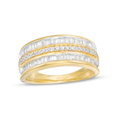 0.50 CT. T.W. Baguette Diamond Split Double Row Wedding Band in 10K Gold