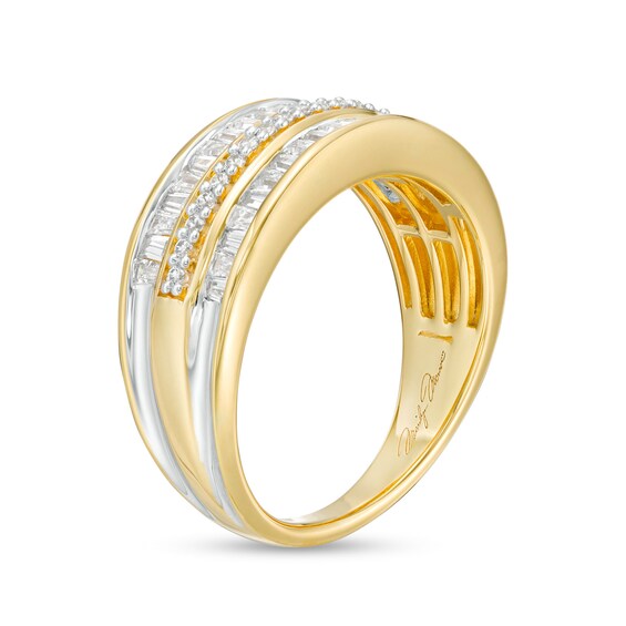 0.50 CT. T.W. Baguette Diamond Split Double Row Wedding Band in 10K Gold