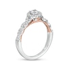 0.70 CT. T.W. GIA-Graded Diamond Frame Twist Shank Engagement Ring in 14K White Gold