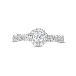 0.70 CT. T.W. GIA-Graded Diamond Frame Twist Shank Engagement Ring in 14K White Gold