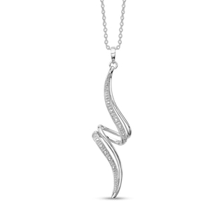 Diamond Accent Zig-Zag Ribbon Pendant in Sterling Silver