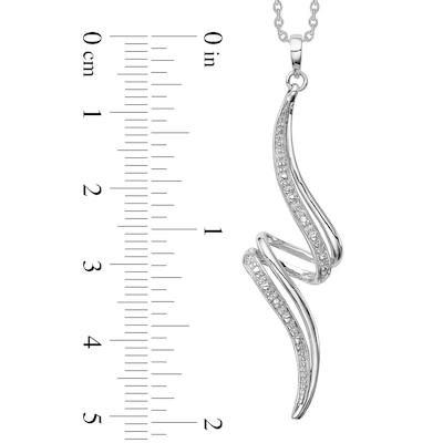 Diamond Accent Zig-Zag Ribbon Pendant in Sterling Silver