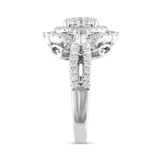 1.23 CT. T.W. Multi-Diamond Double Cushion-Shaped Frame Twist Shank Engagement Ring in 14K White Gold