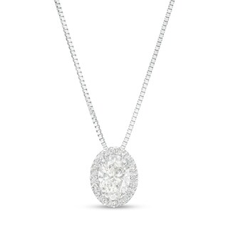 0.50 CT. T.W. Certified Canadian Oval Diamond Frame Pendant in 14K White Gold (I/I2)