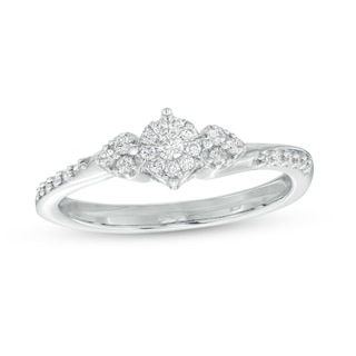 0.20 CT. T.W. Multi-Diamond Tri-Sides Hearts Promise Ring in 10K Gold