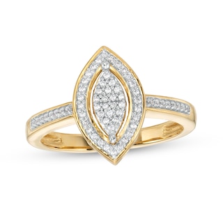 0.15 CT. T.W. Marquise-Shaped Multi-Diamond Frame Promise Ring in 10K Gold