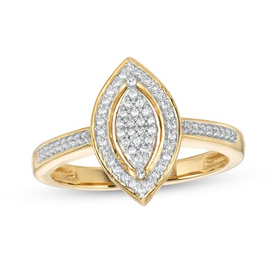 0.15 CT. T.W. Marquise-Shaped Multi-Diamond Frame Promise Ring in 10K Gold