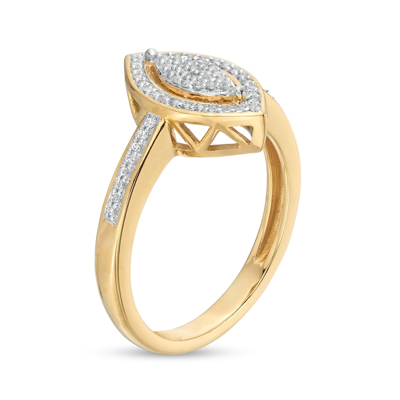 0.15 CT. T.W. Marquise-Shaped Multi-Diamond Frame Promise Ring in 10K Gold