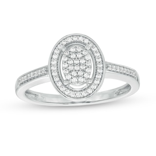 0.16 CT. T.W. Oval-Shaped Multi-Diamond Frame Promise Ring in 10K Gold