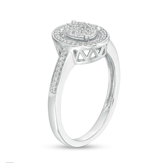 0.16 CT. T.W. Oval-Shaped Multi-Diamond Frame Promise Ring in 10K Gold