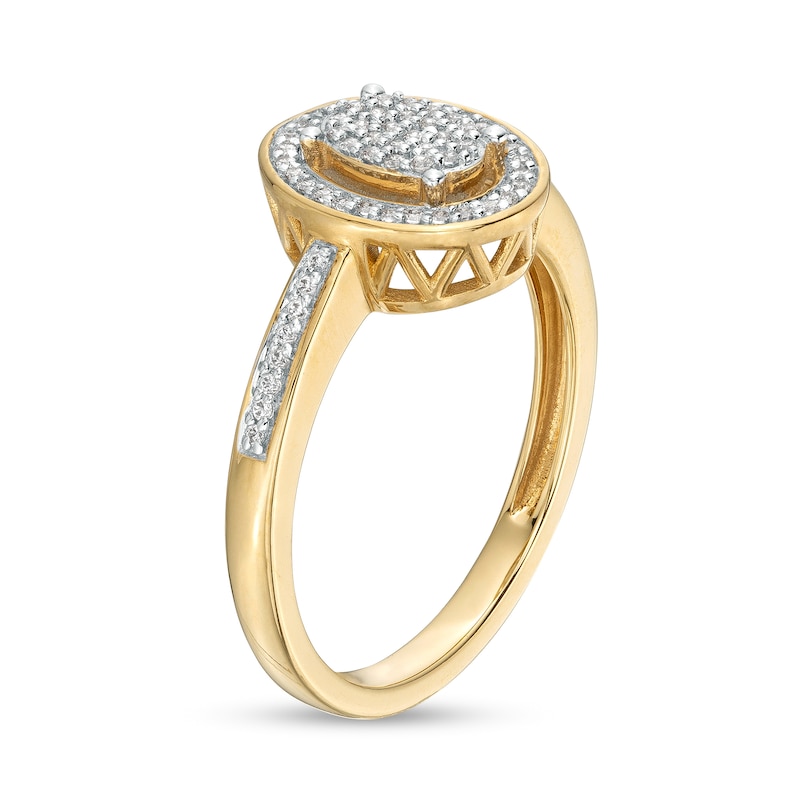 Main Image 3 of 0.16 CT. T.W. Oval-Shaped Multi-Diamond Frame Promise Ring in 10K Gold