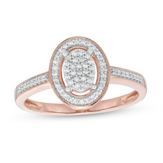 0.16 CT. T.W. Oval-Shaped Multi-Diamond Frame Promise Ring in 10K Rose Gold