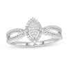 0.07 CT. T.W. Marquise-Shaped Multi-Diamond Frame Twisted Split Shank Promise Ring in 10K Gold