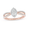 Thumbnail Image 0 of 0.07 CT. T.W. Marquise-Shaped Multi-Diamond Frame Twisted Split Shank Promise Ring in 10K Rose Gold