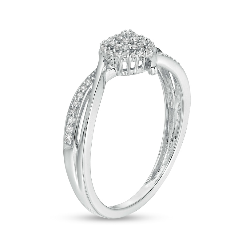 0.15 CT. T.W. Multi-Diamond Bypass Crossover Split Shank Promise Ring in 10K Gold|Peoples Jewellers