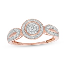 0.10 CT. T.W. Multi-Diamond Frame Loop Shank Promise Ring in 10K Rose Gold