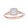 Thumbnail Image 0 of 0.20 CT. T.W. Cushion-Shaped Multi-Diamond Frame Split Shank Promise Ring in 10K Rose Gold