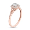 0.20 CT. T.W. Cushion-Shaped Multi-Diamond Frame Split Shank Promise Ring in 10K Rose Gold