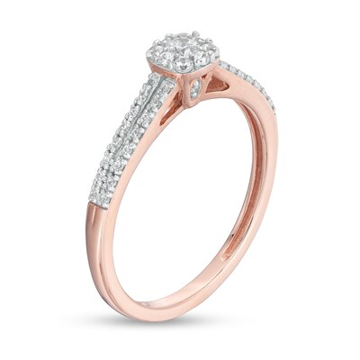 0.25 CT. T.W. Cushion-Shaped Multi-Diamond Dainty Split Shank Promise Ring in 10K Rose Gold