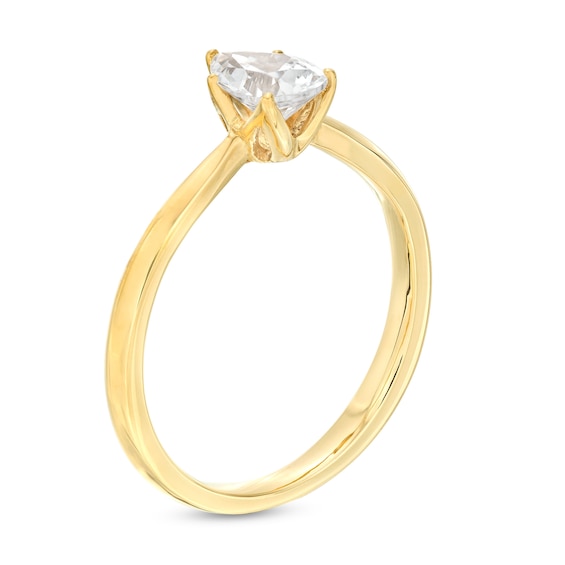 Trouvaille Collection 0.50 CT. DeBeers®-Graded Pear-Shaped Diamond Solitaire Engagement Ring in 18K Gold (F/SI2)