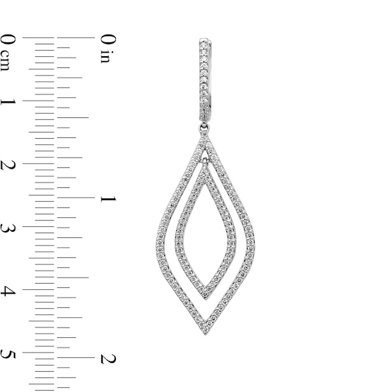 1.10 CT. T.W. Diamond Double Teardrop Drop Earrings in 14K White Gold