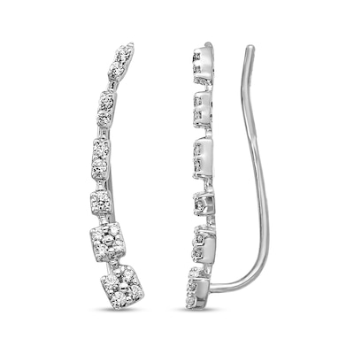 0.13 CT. T.W. Journey Diamond Curved Crawler Earrings in 14K White Gold