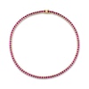 Thumbnail Image 2 of 4.0mm Princess-Cut Lab-Created Ruby Tennis Necklace in Sterling Silver with Yellow Rhodium
