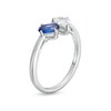 0.50 CT. Pear-Shaped Diamond and Oval Sapphire Duo Engagement Ring in 14K White Gold