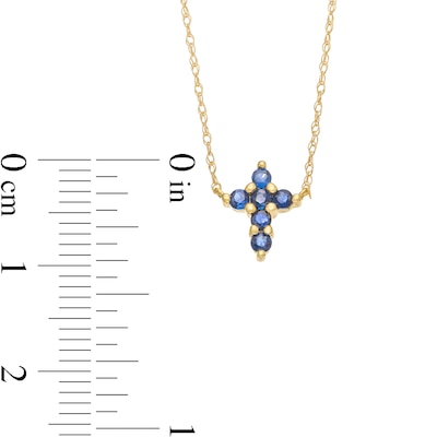 Blue Sapphire Mini Cross Necklace in 10K Gold