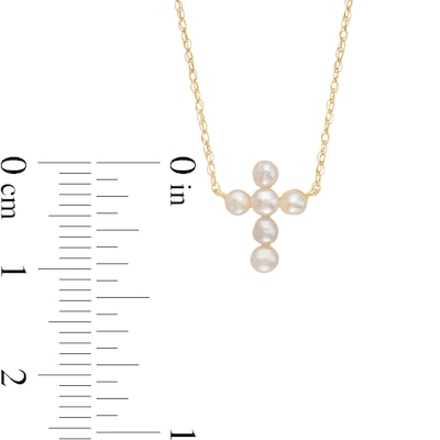 Freshwater Cultured Pearl Mini Cross Necklace in 10K Gold