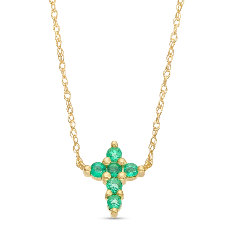 Emerald Mini Cross Necklace in 10K Gold|Peoples Jewellers
