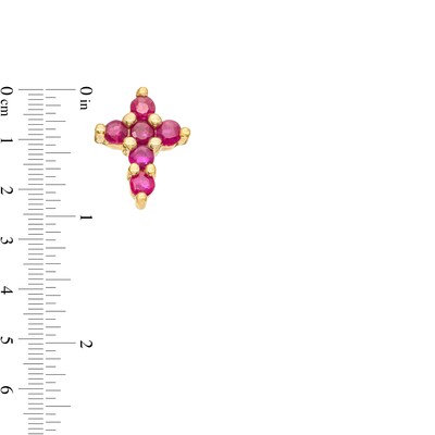 Ruby Mini Cross Stud Earrings in 10K Gold